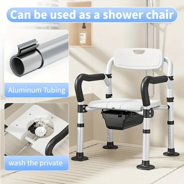 Adjustable Aluminum Shower Toilet Seat
